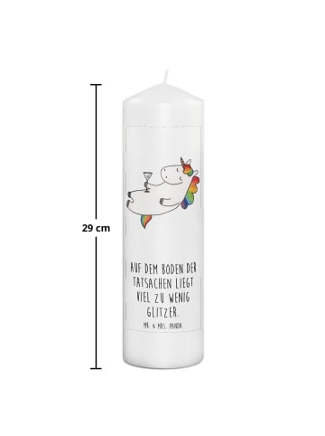 Mr. & Mrs. Panda Wachskerze Einhorn Blümchentail mit Spruch in Weiß