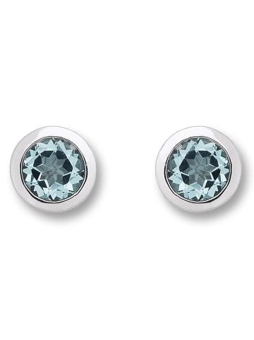 ONE ELEMENT  Blau Topas Zarge Ohrringe   Ohrstecker aus 333 Weißgold in silber