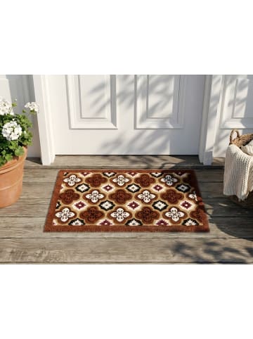 Beliani Fußmatte SELETNA in Braun/Weiß - (W) 50 x (L) 80 cm