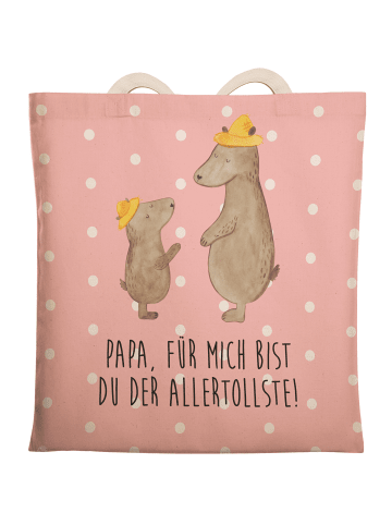 Mr. & Mrs. Panda Einkaufstasche Bären mit Hut mit Spruch in Rot Pastell