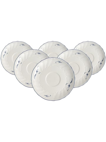 Villeroy & Boch 6er Set Teeuntertassen Vieux Luxembourg in Weiß-Blau ø 15,8 cm in weiß-blau