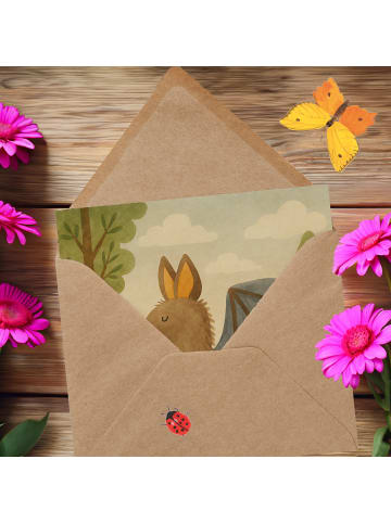 Mr. & Mrs. Panda Grußkarte Fledermaus Sitzen Design ohne Spruch in Weiß