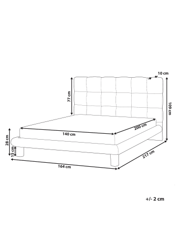 Beliani Doppelbett CRESSAT in Weiß - (W) 164 x (H) 109 x (L) 217 cm