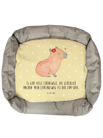 Mr. & Mrs. Panda Katzenkorb Capybara Blume mit Spruch in Gelb Pastell