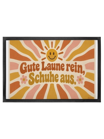Mr. & Mrs. Panda Schmutzmatte Fußmatte Retro Design mit Spruch in Weiß
