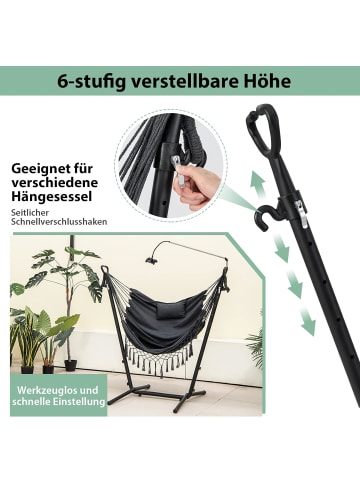 COSTWAY Hängesessel mit Gestell bis zu 250kg in Grau