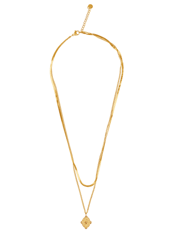 ANELY Schlangen Halskette Layering Design mit Medaillon Anhänger in Gold