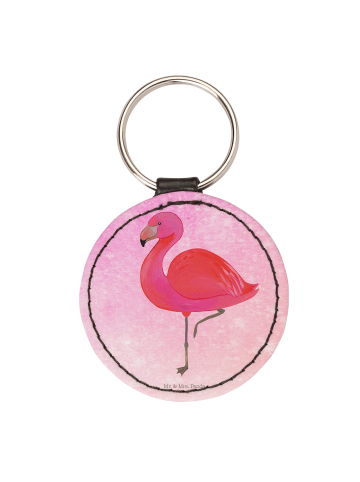 Mr. & Mrs. Panda Rund Schlüsselanhänger Flamingo Classic ohne Sp... in Aquarell Pink