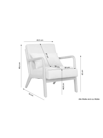 byLiving Sessel NOHR in off-white (weiß) - B 65,2, H 80,6, T 76 cm