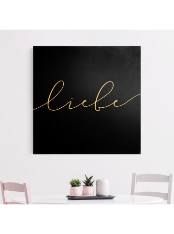 WALLART Leinwandbild Gold - Liebe Kalligraphie Schwarz in Schwarz