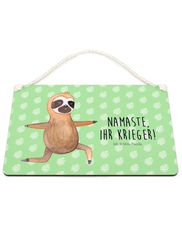 Mr. & Mrs. Panda Schild Faultier Yoga mit Spruch in Tropengrün
