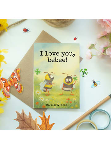 Mr. & Mrs. Panda Beileidskarte Bienen Paar Design mit Spruch in Weiß