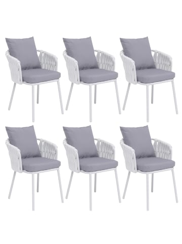 MCW 6er-Set Aluminium-Esszimmerstuhl P89, Hellgrau