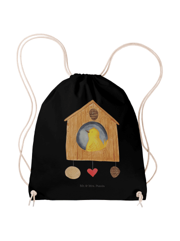 Mr. & Mrs. Panda Jutebeutel Vogel Haus ohne Spruch in Schwarz