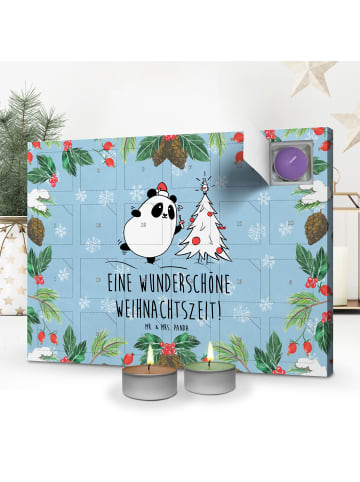 Mr. & Mrs. Panda Adventskalender Panda Weihnachtszeit mit Spruch in Eisblau