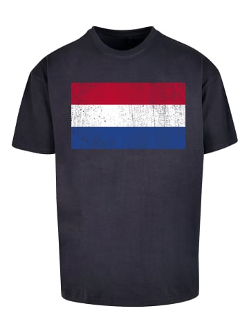 F4NT4STIC T-Shirt Netherlands NIederlande Holland Flagge distressed in marineblau