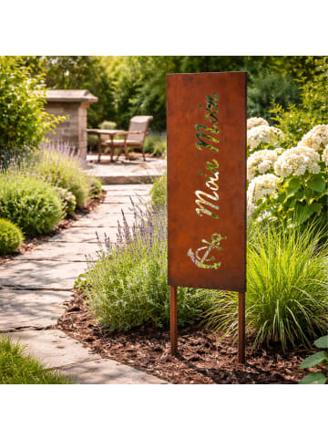 relaxdays Edelrost-Gartendeko "Moin Moin" in Braun - 85 x 28 cm