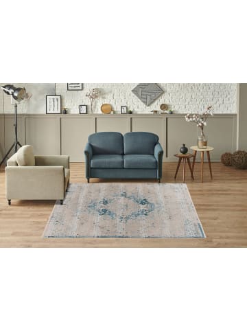 Kayoom Wohnzimmer Teppich – Kurzflorteppich Milan 225 in blau - rechteckig