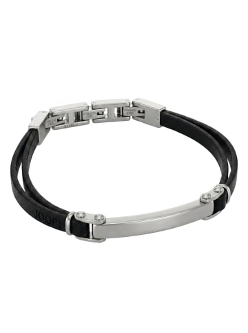 JOOP! Identarmband Edelstahl, Leder in silber