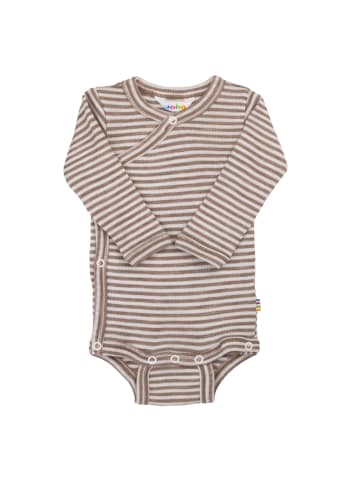 Joha Langarm Merinowolle-Seide Wickelbody in dark beige