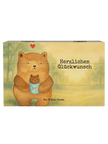 Mr. & Mrs. Panda Truhe Bär Baby Design mit Spruch in Weiß