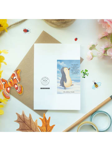 Mr. & Mrs. Panda Grußkarte Pinguin mHerzieren Design mit Spruch in Weiß