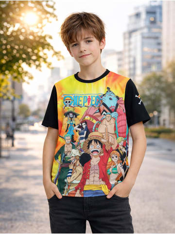 One piece One Piece T-Shirt Crew Print Oberteil Shirt kurzärmlig in schwarz