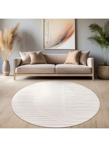 KADIMA DESIGN Teppich Kurzflor Struktur Wohnzimmer in Creme