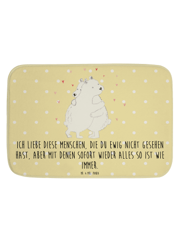 Mr. & Mrs. Panda Badezimmerteppich Eisbär Umarmen mit Spruch in Gelb Pastell