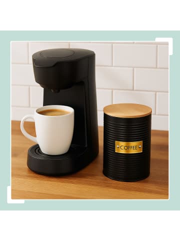relaxdays Kaffeedose in Schwarz/ Natur - (H)16 x Ø 11 cm