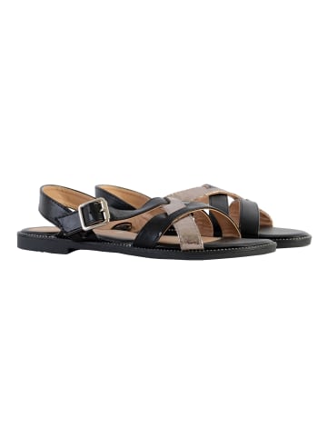 Divine Factory Flache Sandale mit Riemchen Grau
