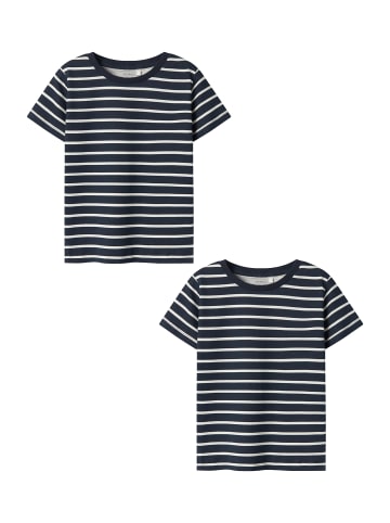 name it T-Shirt 2er-Set Kurzarm Normal geschnitten Rundhals in Dunkelblau-2