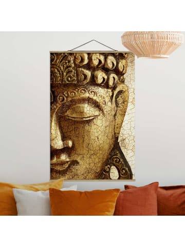 WALLART Stoffbild mit Posterleisten - Vintage Buddha in Gold