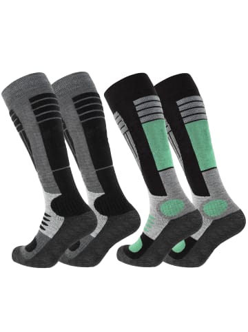 Cotton Prime® Ski & Snowboard Socken 2 Paar Wintersport Kniestrümpfe in Grün