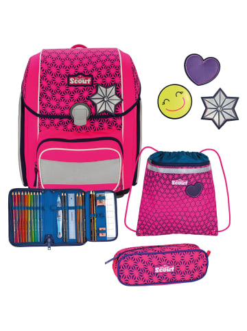 Scout Genius Neon Safety DIN Schulranzen-Set 4-teilig in pink glow