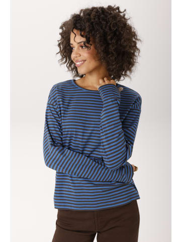 Aniston CASUAL Langarmshirt in blau-braun-geringelt