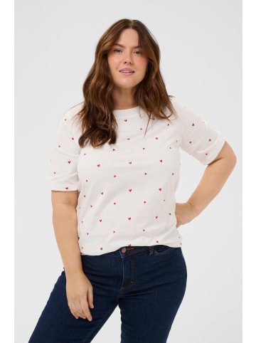 KAFFE curve T-Shirt kurzarm KCcordely Regular fit in Chalk W. Red Hearts