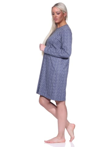 NORMANN Nachthemd langarm Bigshirt Tupfen - 76256 in Grau
