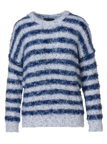 KOROSHI Women's soft fur knit striped sweater in blau