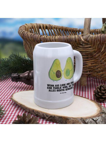 Mr. & Mrs. Panda Bierkrug Avocado Pärchen mit Spruch in Weiß