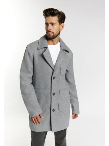 DreiMaster Herren Kurzmantel Aus Wollgemisch in Grau Melange