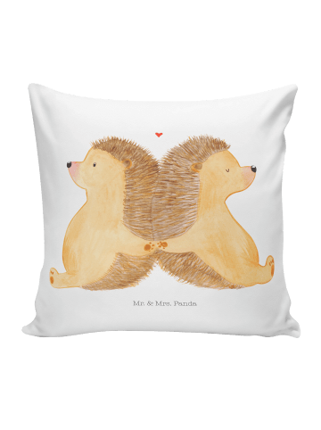 Mr. & Mrs. Panda Kissen Igel händchenhaltend ohne Spruch in Weiß