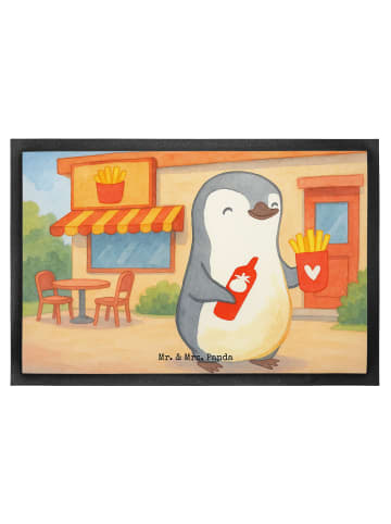 Mr. & Mrs. Panda Fußabtreter Pinguin Pommes Design ohne Spruch in Weiß