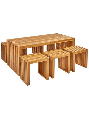 Beliani 8-tlg Gartentisch Set BELLANO in Braun