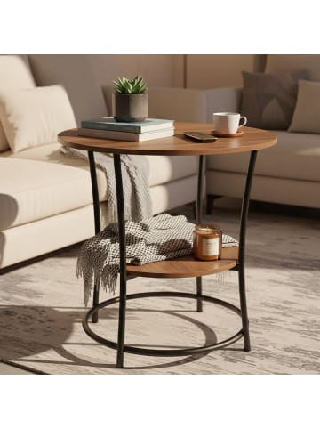 relaxdays Beistelltisch in Braun/ Schwarz - (H)55 x ø 55 cm