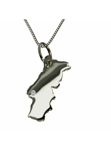 Schmuckador 50cm Kette + Portugal mit Brillant in 925 Silber in silber