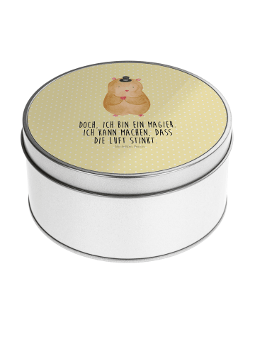 Mr. & Mrs. Panda Blechdose rund Hamster Hut mit Spruch in Gelb Pastell