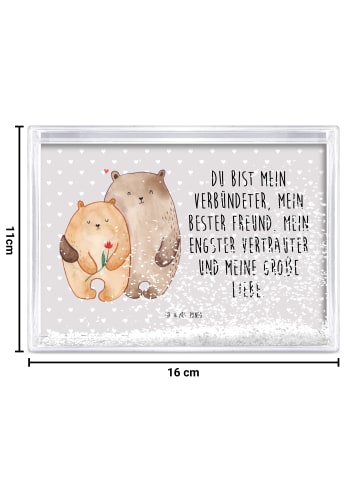Mr. & Mrs. Panda Acrylrahmen Bären Liebe mit Spruch in Grau Pastell