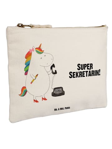 Mr. & Mrs. Panda Pouch Einhorn Sekretärin mit Spruch in Weiß