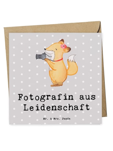 Mr. & Mrs. Panda Geburtskarte Fotografin Leidenschaft mit Spruch in Grau Pastell